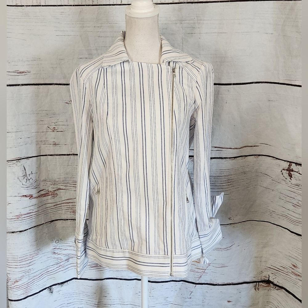 BCBGMaxAzaria Dean Striped Moto Jacket Size XS NWT